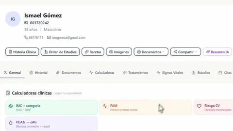 Explora cómo cambia el expediente y sus herramientas según la especialidad.
