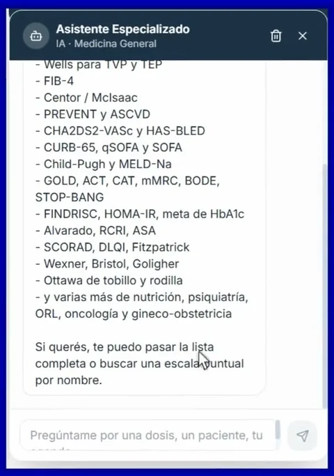 Resúmenes, consultas y orientación de uso dentro del asistente.